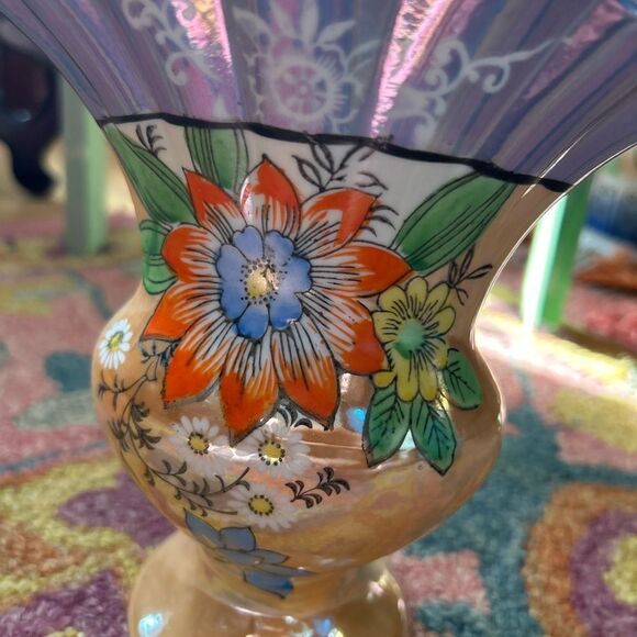 Vintage Lusterware Vase Made in Japan 7" - Picture 8 of 16